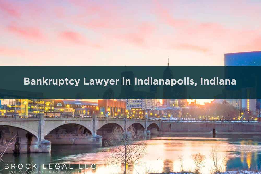 A scenic view of downtown Indianapolis at sunset with a prominent bridge and city skyline, highlighting the expertise of a trusted Indiana bankruptcy law firm, offering financial recovery and legal consultation services.| Brock Legal, LLC