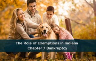 Family enjoying fall with dog, representing the importance of exemptions in Indiana Chapter 7 bankruptcy for homeowners.