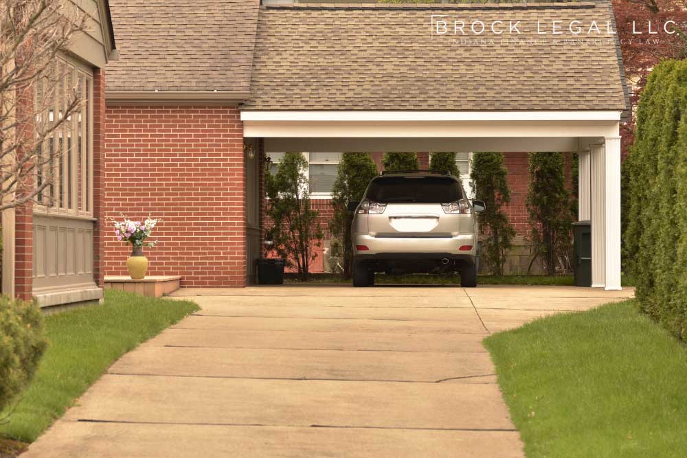 Carport of an Indiana home, demonstrating how exemptions in Chapter 7 bankruptcy can help protect personal property.