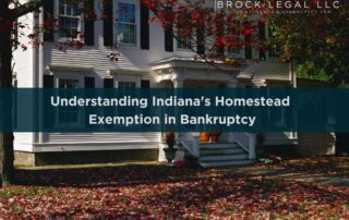 Indiana home with autumn foliage, symbolizing homestead exemption in bankruptcy for Brock Legal LLC.
